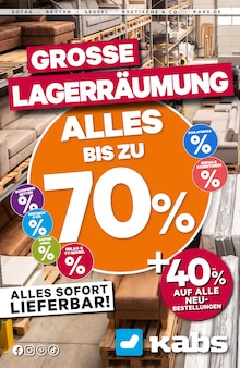 Kabs Prospekt der KW 31 "GROSSE LAGERRÄUMUNG BEI KABS!" Aktueller Kabs Prospekt "GROSSE LAGERRÄUMUNG BEI KABS!" Seite 2 von 30 Seiten