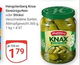 Knax Gewürzgurken oder Sticksi im Angebot bei GLOBUS in Bochum Knax Gewürzgurken oder Sticksi Angebote von Hengstenberg bei GLOBUS Bochum für 1,79 €