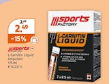 L-Carnitin Liquid Ampullen von sports factory für 2,49 € bei Müller im Angebot L-Carnitin Liquid Ampullen von sports factory im aktuellen Müller Prospekt