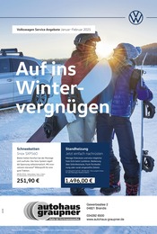 Volkswagen Prospekt "Auf ins Wintervergnügen", 1 Seite, 01.01.2025 - 01.01.2025 Aktueller Volkswagen Prospekt, "Auf ins Wintervergnügen", mit Angeboten der Woche, gültig von 01.01.2025 bis 01.01.2025