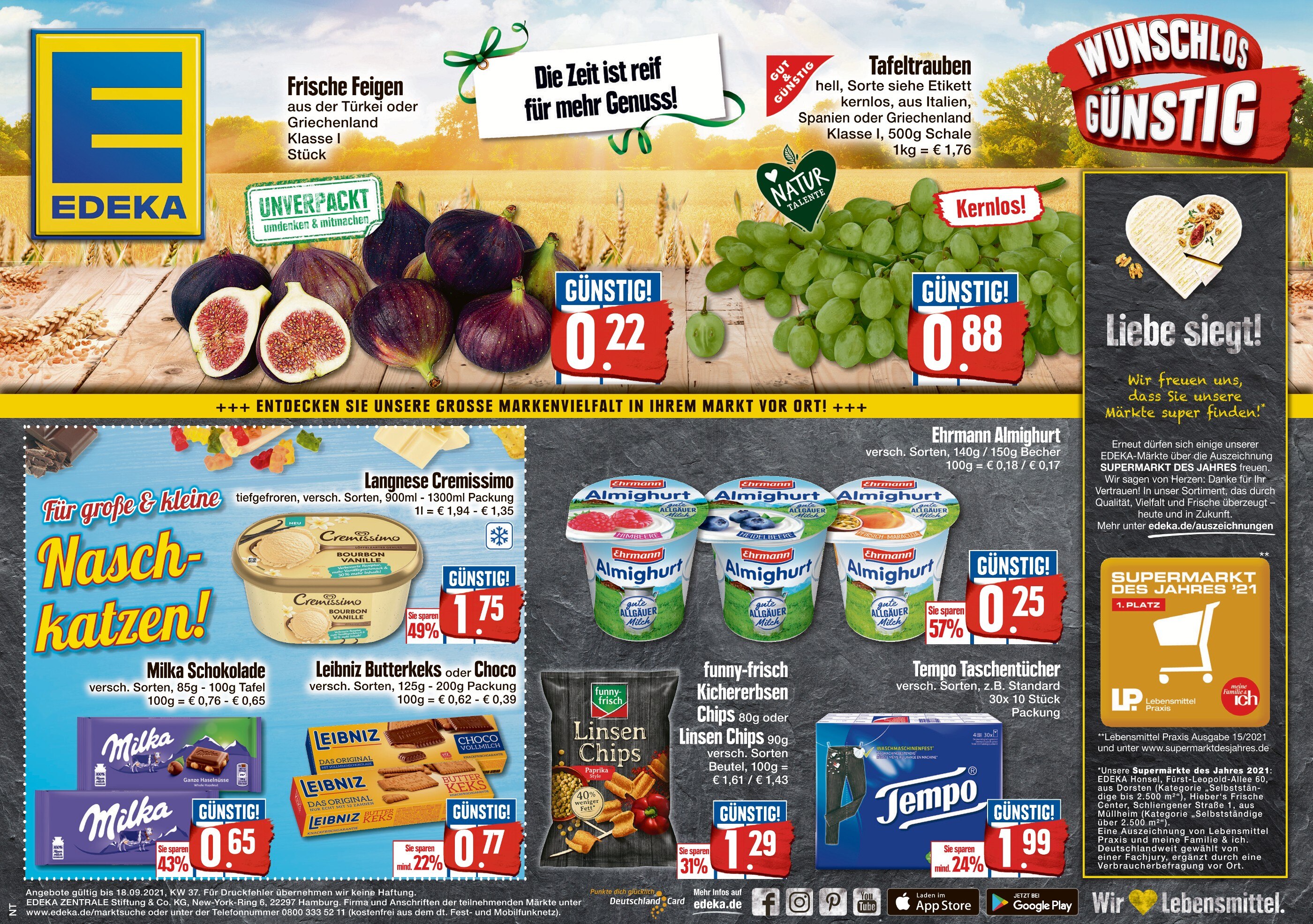 EDEKA Prospekt für Vöhringen mit 1 Seite EDEKA Prospekt für Vöhringen: "Die Zeit ist reif für mehr Genuss!", 1 Seite, 16.09.2021 - 18.09.2021