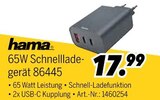 65W Schnellladegerät im Angebot bei MEDIMAX in Krefeld 65W Schnellladegerät Angebote von Hama bei MEDIMAX Krefeld für 17,99 €