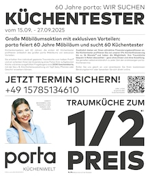 porta Möbel Prospekt für Braunschweig: "TRAUMKÜCHE ZUM 1/2 PREIS", 4 Seiten, 14.09.2025 - 27.09.2025