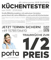 Aktueller porta Möbel Möbel & Einrichtung Prospekt in Schleiden und Umgebung, "TRAUMKÜCHE ZUM 1/2 PREIS" mit 4 Seiten, 14.09.2025 - 27.09.2025