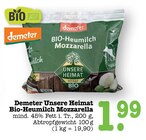 Aktuelles Unsere Heimat Bio-Heumilch Mozzarella Angebot bei E center in Mannheim ab 1,99 €