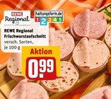Frischwurstaufschnitt im Angebot bei REWE in Monheim Frischwurstaufschnitt Angebote von REWE Regional bei REWE Monheim für 0,99 €
