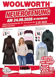 Woolworth Prospekt für Kronach mit 8 Seiten Woolworth Prospekt für Kronach: "NEUERÖFFNUNG IN KULMBACH", 8 Seiten, 24.09.2026 - 24.09.2026