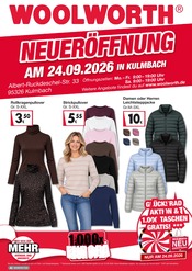 Woolworth Mode Prospekt der aktuellen Woche mit 8 Seiten, gültig von 24.09.2026 bis 24.09.2026, in Kronach und Umgebung Aktueller Woolworth Mode Prospekt in Kronach und Umgebung, "NEUERÖFFNUNG IN KULMBACH" mit 8 Seiten, 24.09.2026 - 24.09.2026