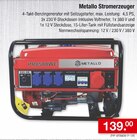 Stromerzeuger Angebote von Metallo bei Zimmermann Hannover für 139,00 €