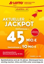 LOTTO Bayern Prospekt für Kissing mit 2 Seiten LOTTO Bayern Prospekt für Kissing: "Aktueller Jackpot 45 Mio. €", 2 Seiten, 01.12.2020 - 02.12.2020