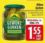 Gewürzgurken im Angebot bei EDEKA in Regensburg Gewürzgurken Angebote von Kühne bei EDEKA Regensburg für 1,55 €