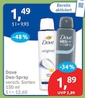 Deo-Spray Original von Dove für 1,49 € bei budni im Angebot Deo-Spray Original von Dove im aktuellen budni Prospekt
