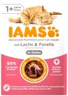 Katzennahrung mit Lachs & Forelle Angebote von Iams bei REWE Bensheim für 0,49 €