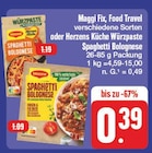 Fix, Food Travel verschiedene Sorten oder Herzens Küche Würzpaste Spaghetti Bolognese bei EDEKA im Schonungen Prospekt für 0,39 €