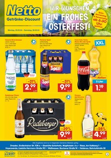 Bier im Netto Marken-Discount Prospekt "WIR WÜNSCHEN EIN FROHES OSTERFEST!" mit 2 Seiten (Dresden)