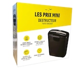 destructeur de documents coupe droite - 6 feuilles - corbeille 10L - Les Prix Mini - Bureau Vallée à Montbéliard destructeur de documents coupe droite - 6 feuilles - corbeille 10L - Les Prix Mini en promo chez Bureau Vallée Montbéliard à 18,99 €
