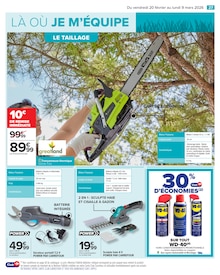 Promotion Tronçonneuse dans le prospectus Carrefour, valable du 20/02/2026 au 09/03/2026 Promo Tronçonneuse dans le catalogue Carrefour du moment à la page 29