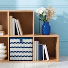 Boîte de rangement carrée en textile Mixxit coloris blanc tufté bleu - BOX & BEYOND en promo chez Castorama Lyon à 8,99 €