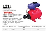 GROUPE DE SURPRESSION 600 W GARANTIE 2 ANS - DIPRA - E.Leclerc à Asnières-sur-Seine GROUPE DE SURPRESSION 600 W GARANTIE 2 ANS - DIPRA en promo chez E.Leclerc Asnières-sur-Seine à 121,90 €
