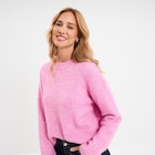 Pull col rond manches longues rose fushia femme à La Halle dans Perrecy-les-Forges