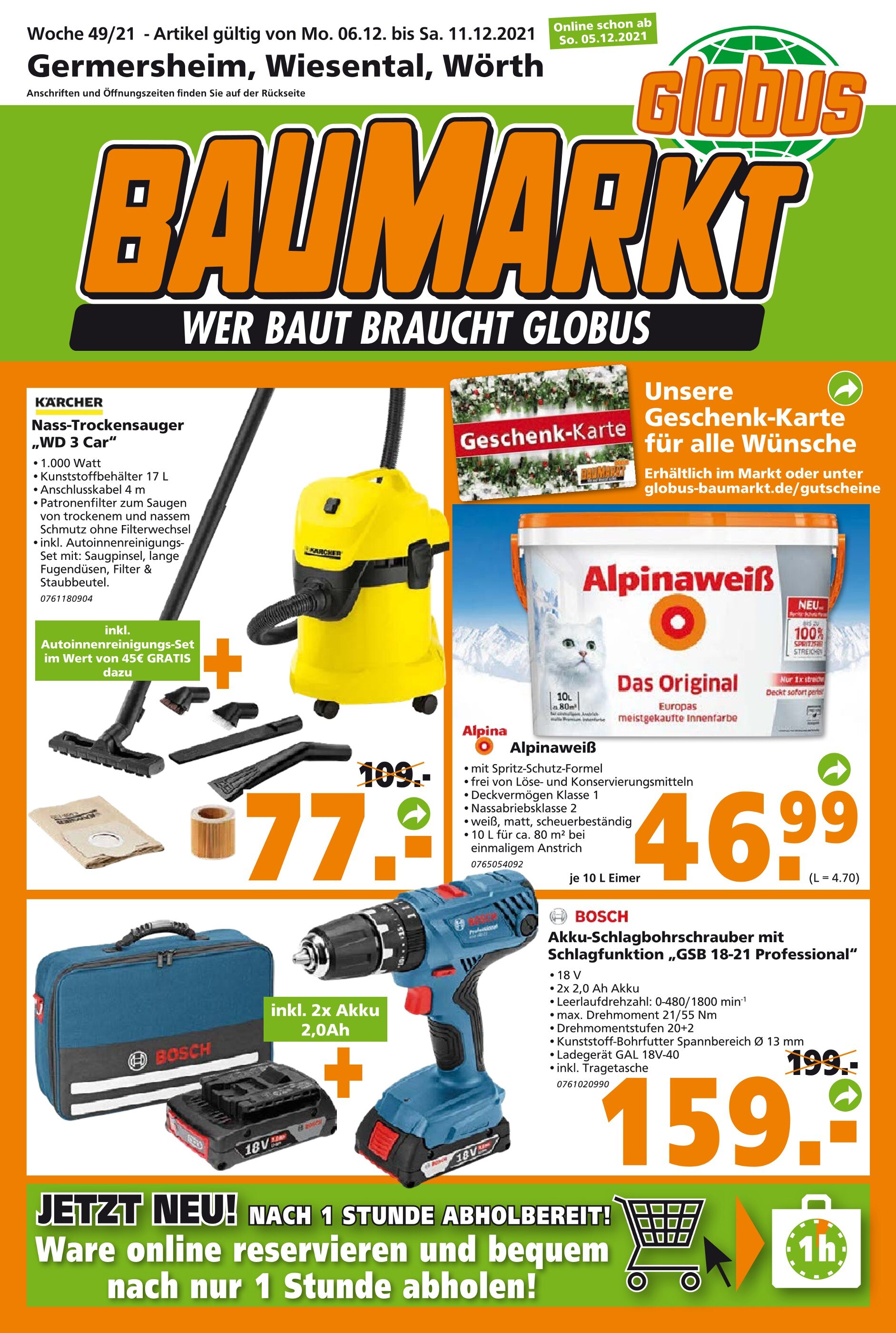 Globus-Baumarkt Prospekt für Waghäusel mit 33 Seiten Globus-Baumarkt Prospekt für Waghäusel: "Top Angebote", 33 Seiten, 05.12.2021 - 11.12.2021