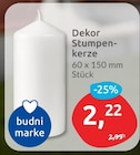Dekor Stumpenkerze von budni marke für 2,22 € bei budni im Angebot Dekor Stumpenkerze von budni marke im aktuellen budni Prospekt
