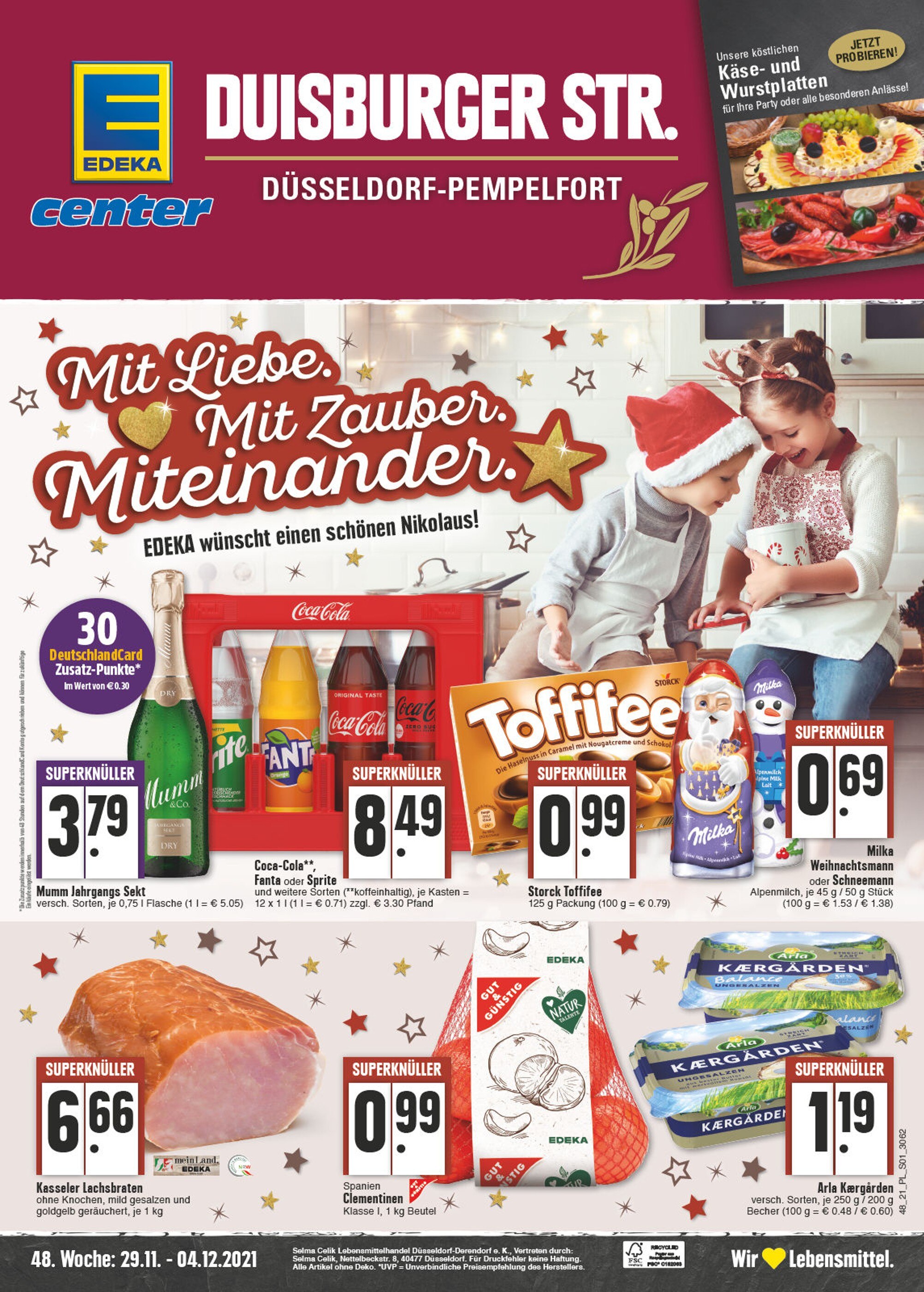 EDEKA Prospekt für Düsseldorf mit 16 Seiten EDEKA Prospekt für Düsseldorf: "Aktuelle Angebote", 16 Seiten, 29.11.2021 - 04.12.2021
