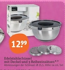 Edelstahlschüssel mit Deckel und 3 Reibeinsätzen im aktuellen tegut Prospekt für 12,99 €