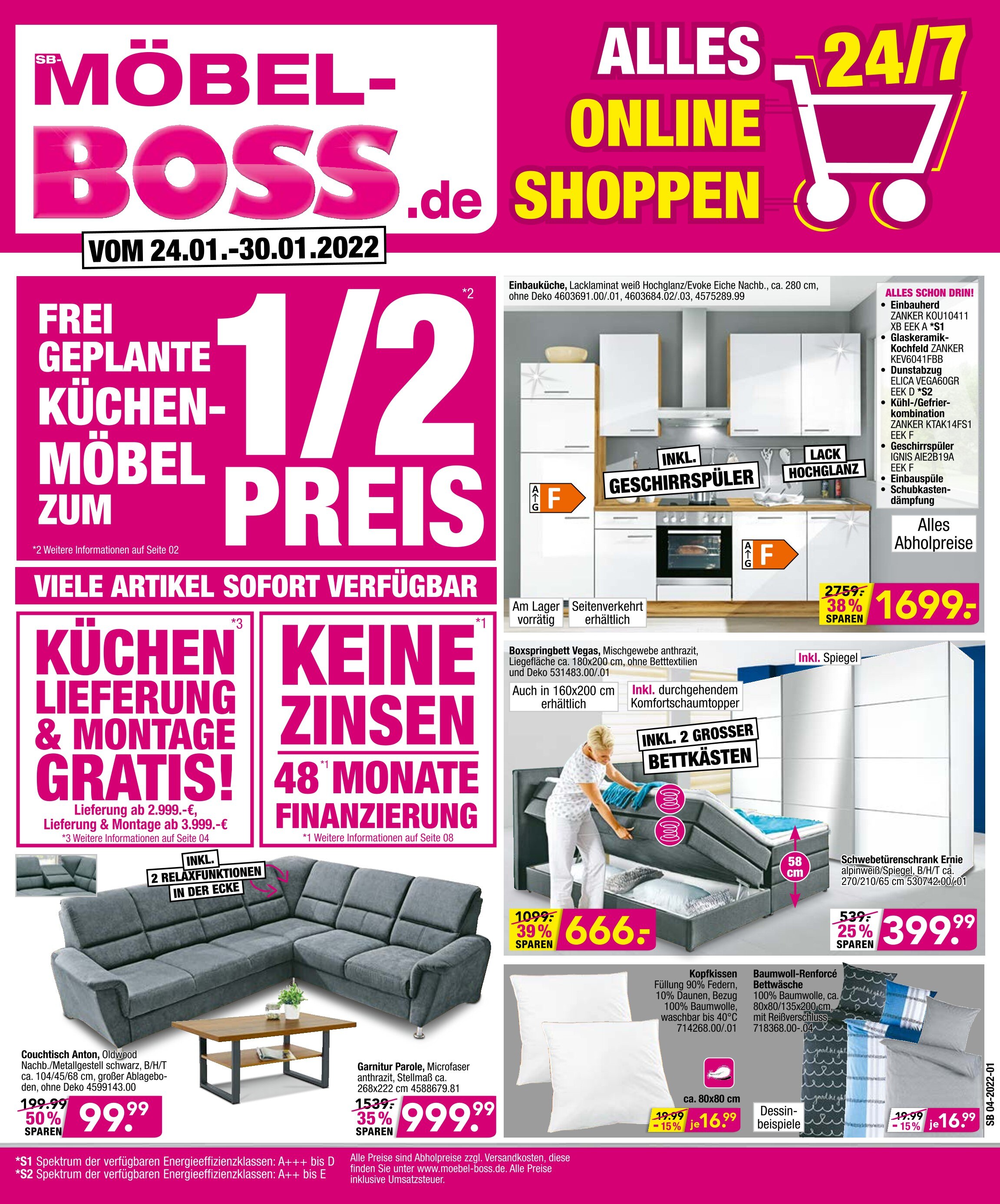 SB Möbel Boss Prospekt für Berlin mit 20 Seiten SB Möbel Boss Prospekt für Berlin: "ALLES ONLINE SHOPPEN", 20 Seiten, 24.01.2022 - 30.01.2022