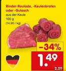 Rinder-Roulade, -Keulenbraten oder -Gulasch bei Netto Marken-Discount im Prospekt "" für 1,49 €