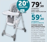 Chaise haute multipositions - Super U à Arles Chaise haute multipositions en promo chez Super U Arles à 59,90 €