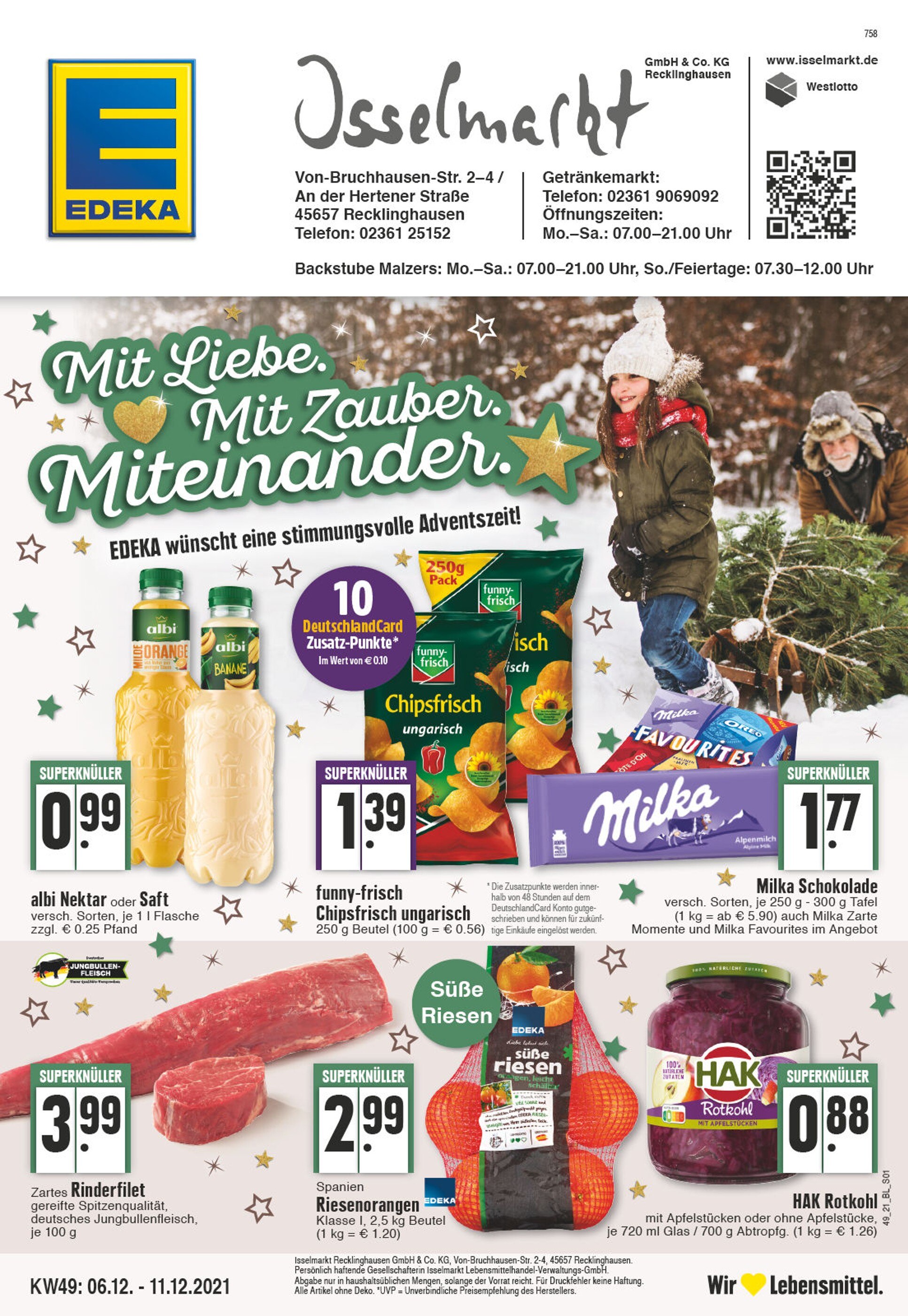 EDEKA Prospekt für Recklinghausen mit 32 Seiten EDEKA Prospekt für Recklinghausen: "Aktuelle Angebote", 32 Seiten, 06.12.2021 - 11.12.2021