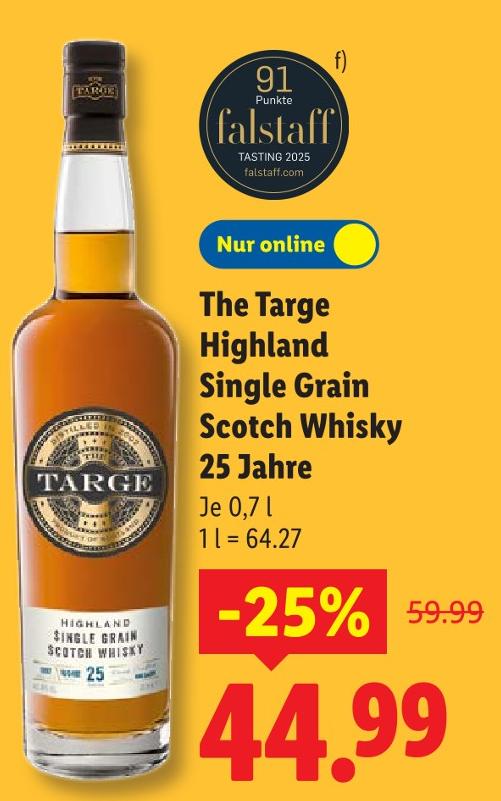 The Targe Highland Single Grain Scotch Whisky 25 Jahre