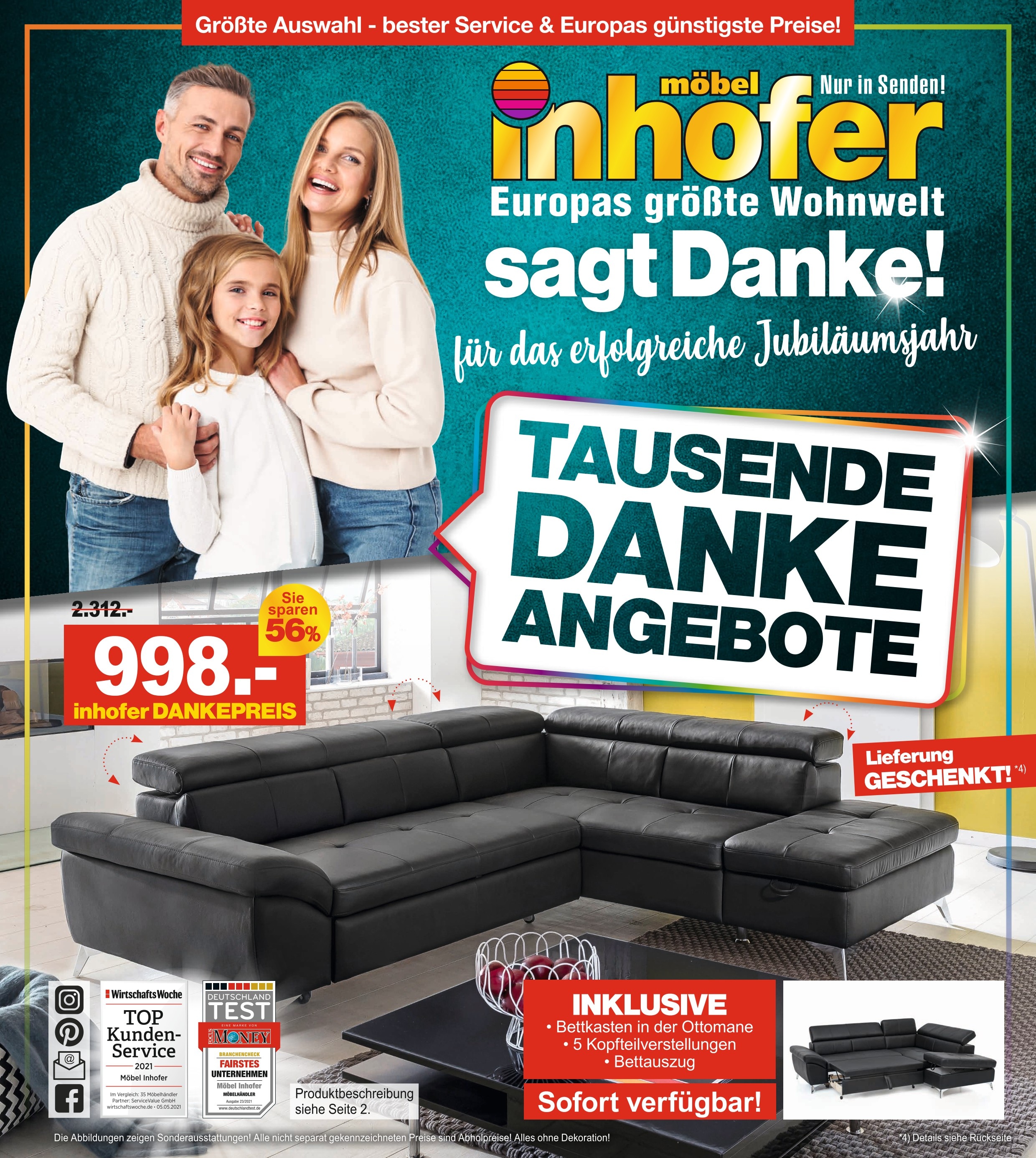 Möbel Inhofer Prospekt für Parsdorf mit 28 Seiten Möbel Inhofer Prospekt für Parsdorf: "TAUSENDE DANKE ANGEBOTE", 28 Seiten, 13.01.2022 - 31.01.2022