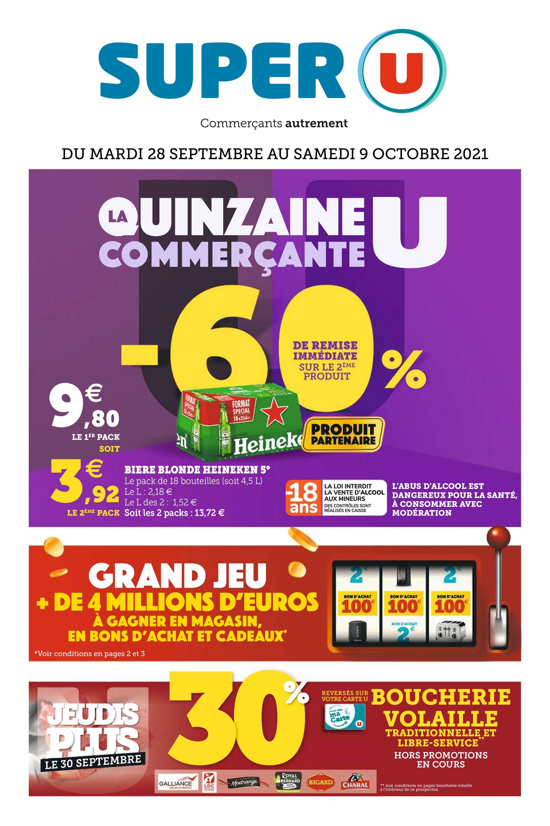 Catalogue Super U à Saint-Roch, avec 40 pages Prospectus Super U à Saint-Roch, "La quinzaine commerçante U", 40 pages, 28/09/2021 - 09/10/2021