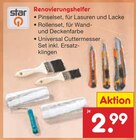 Aktuelles Pinselset, für Lasuren und Lacke oder Rollenset, für Wand- und Deckenfarbe oder Universal Cuttermesser Set inkl. Ersatzklingen Angebot bei Netto Marken-Discount in Kassel ab 2,99 €