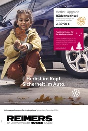 Volkswagen Werkstatt & Auto Prospekt der aktuellen Woche mit 1 Seite, gültig von 01.09.2026 bis 31.12.2026, in Halstenbek und Umgebung Aktueller Volkswagen Werkstatt & Auto Prospekt in Halstenbek und Umgebung, "Herbst im Kopf. Sicherheit im Auto." mit 1 Seite, 01.09.2026 - 31.12.2026