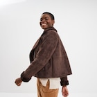 Veste col aviateur zippée doublée marron foncé femme à 49,99 € dans le catalogue La Halle