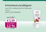 Fuß- und Beincreme mit Weinlaub Creme im mea - meine apotheke Prospekt zum Preis von 2,95 €