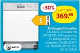 Einbaugeschirrspüler ATLDW41IN Angebote von ATLANTIC bei ROLLER Wilhelmshaven für 369,99 €