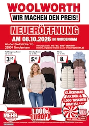 Woolworth Mode Prospekt der aktuellen Woche mit 8 Seiten, gültig von 08.10.2026 bis 08.10.2026, in Nordenham und Umgebung Aktueller Woolworth Mode Prospekt in Nordenham und Umgebung, "NEUERÖFFNUNG IN NORDENHAM" mit 8 Seiten, 08.10.2026 - 08.10.2026
