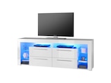 TV - Lowboard weiß hochglanz 179 cm mit Beleuchtung - GOAL Angebote bei Die Möbelfundgrube Wadgassen für 299,99 €