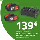 Pack starter 2 batteries 4 ah 20 v et chargeur double - INVENTIV en promo chez Mr. Bricolage Saint-Médard-en-Jalles à 139,00 €