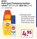 Aktuelles Multi Insect Pumpspray Insektenschutz oder Akut Gel Angebot bei Rossmann in Erlangen ab 4,95 €