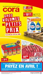 Catalogue Cora avec 24 pages de promos Prospectus Cora, "Gros volumes = petits prix", 24 pages, 27/01/2023 - 11/02/2023
