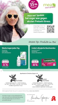 mea - meine apotheke Prospekt der Woche "Unsere Mai-Angebote" Seite 1, 01.05.2026 bis 31.05.2026 für Hamburg Aktueller mea - meine apotheke Prospekt "Unsere Mai-Angebote" Seite 1 von 4 Seiten für Hamburg