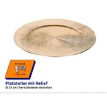 Platzteller mit Relief im Action Prospekt Platzteller mit Relief von im aktuellen Action Prospekt für 1,33 €