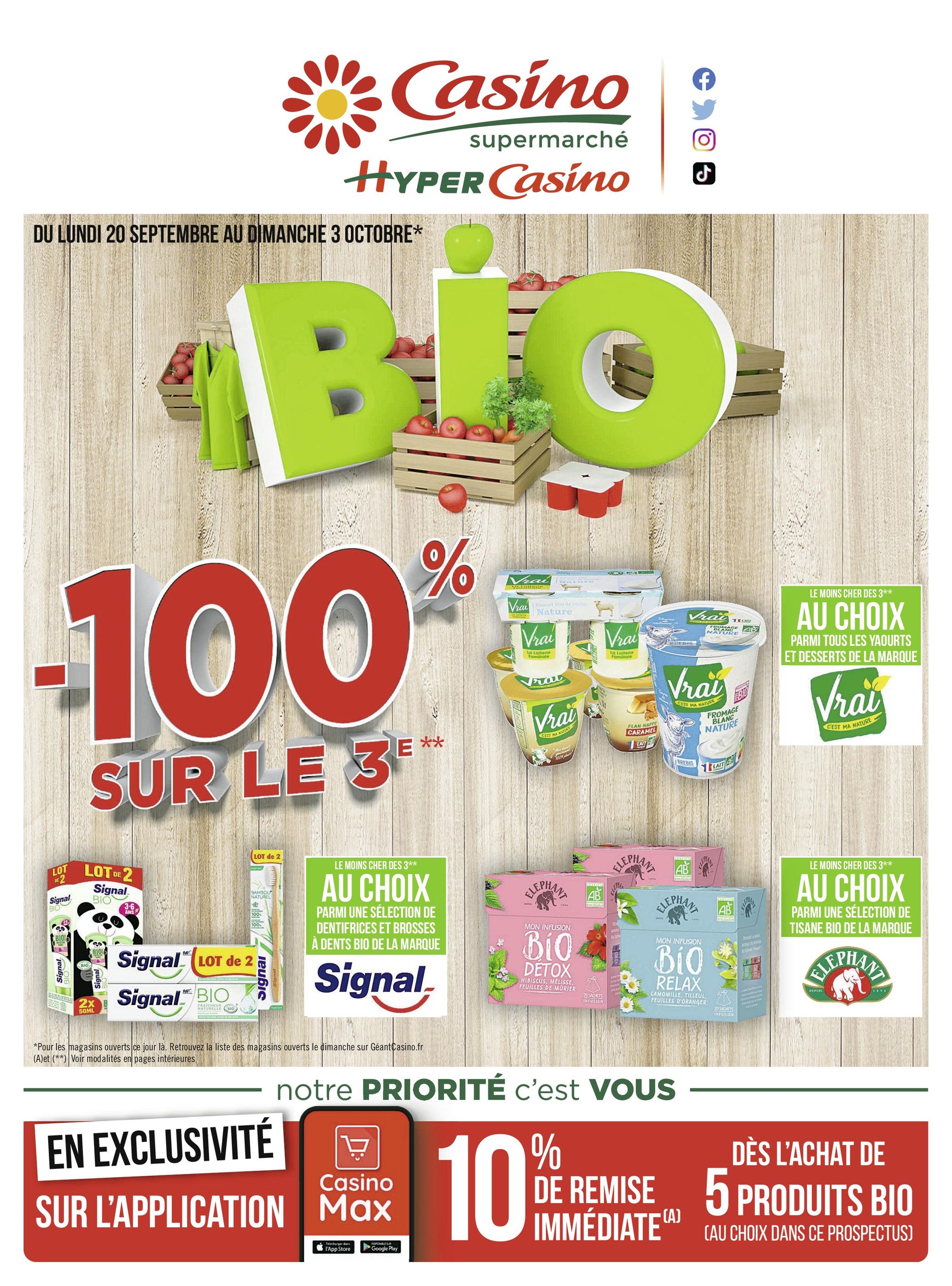 Catalogue Casino Supermarchés à Clichy-sous-Bois, avec 32 pages Prospectus Casino Supermarchés à Clichy-sous-Bois, "Bio", 32 pages, 20/09/2021 - 03/10/2021