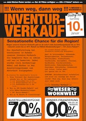 Aktueller Weser Wohnwelt Möbel & Einrichtung Prospekt in Eimen und Umgebung, "INVENTUR-VERKAUF!" mit 2 Seiten, 26.12.2025 - 10.01.2026