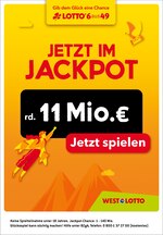 WESTLOTTO Prospekt für Simmerath mit 1 Seiten WESTLOTTO Prospekt für Simmerath: "Jetzt im Jackpot rd. 11 Mio. €", 1 Seiten, 22.04.2021 - 24.04.2021
